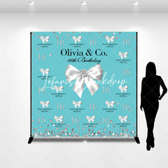 Lofaris Tiffany Green Diamonds Custom Name Birthday Backdrop