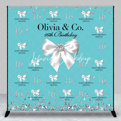 Lofaris Tiffany Green Diamonds Custom Name Birthday Backdrop