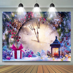 Lofaris Timepiece Snowy Present Plants Christmas Backdrop