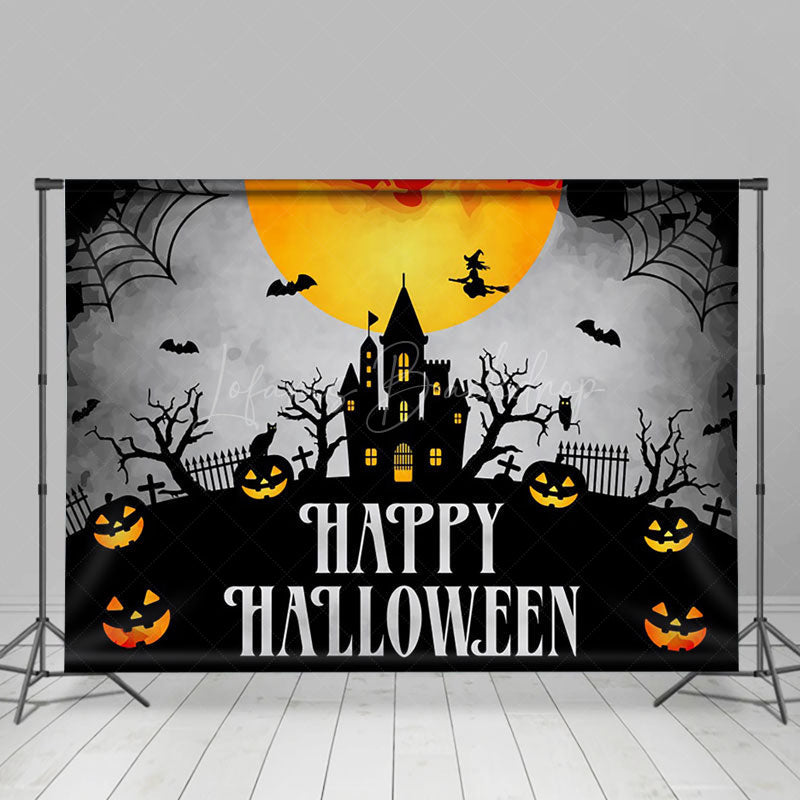 Lofaris Tomb Castle Scared Pumpkins Night Happy Halloween Backdrop