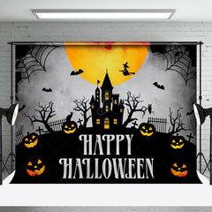 Lofaris Tomb Castle Scared Pumpkins Night Happy Halloween Backdrop