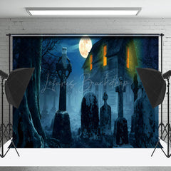 Lofaris Tombstone Snow Haunted House Halloween Backdrop