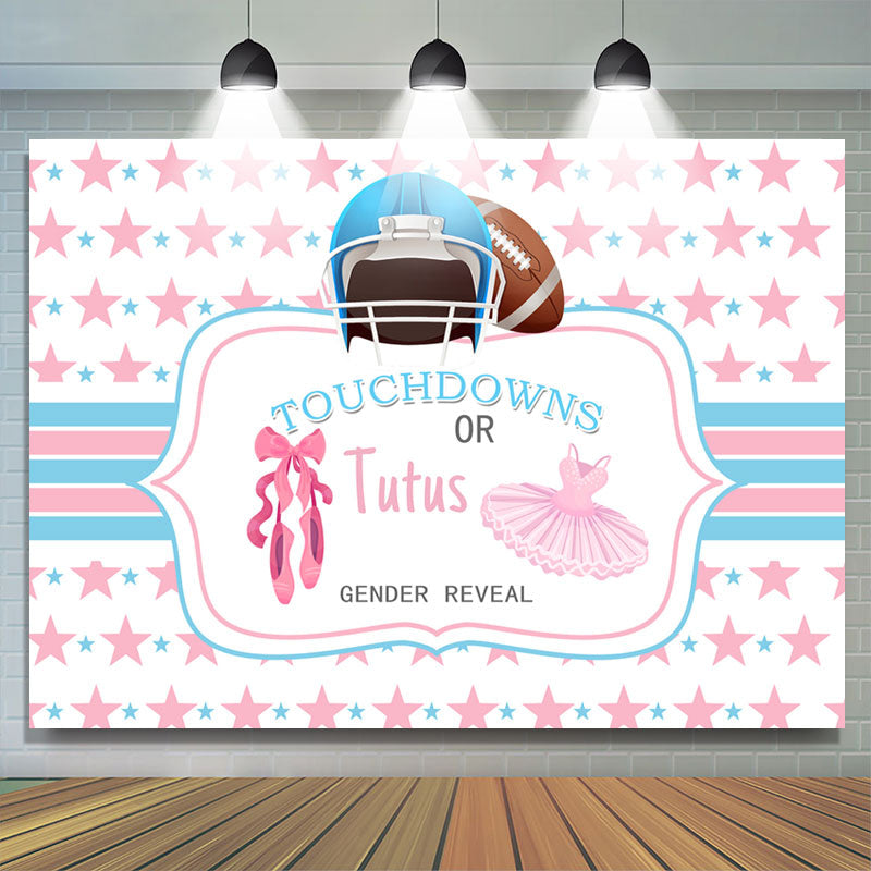 Lofaris Touchdown Or Tutu Blue Pink Gender Reveal Backdrop