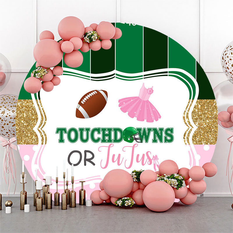 Lofaris Touchdowns Or Jujus Funny Round Baby Shower Backdrop