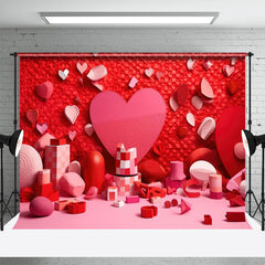 Lofaris Toy Blocks Red Pink Hearts Valentines Day Backdrop