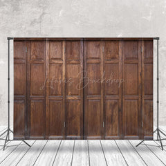 Lofaris Traditional Brown Retro Wooden Door Photo Backdrop