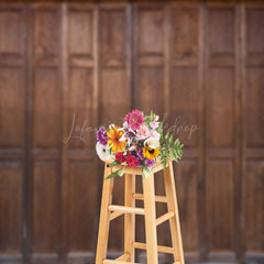 Lofaris Traditional Brown Retro Wooden Door Photo Backdrop