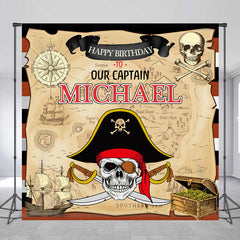 Lofaris Treasure Map Happy Birthday Our Captain Backdrop