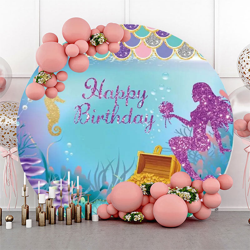 Lofaris Treasure Sparkle Mermaid Round Backdrop For Birthday