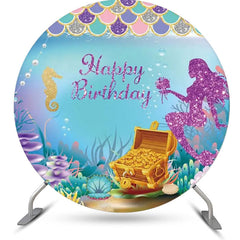 Lofaris Treasure Sparkle Mermaid Round Backdrop For Birthday