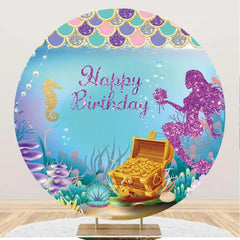 Lofaris Treasure Sparkle Mermaid Round Backdrop For Birthday