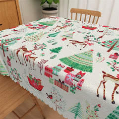 Lofaris Trees Deers Sleigh Pattern Repeat Christams Tablecloth