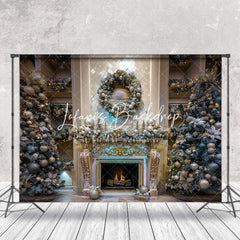 Lofaris Trees Fireplace Bell Retro Wall Christmas Backdrop