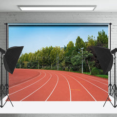 Lofaris Trees Red Plastic Runway Sports Backdrop For Photo