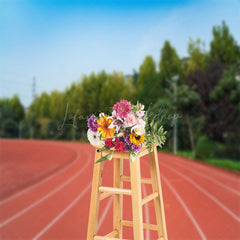 Lofaris Trees Red Plastic Runway Sports Backdrop For Photo