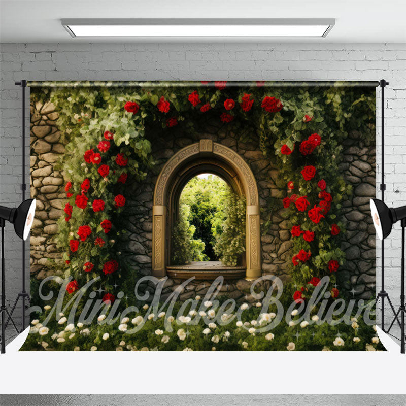 Lofaris Trendy Arched Door Res Flowers Birck Spring Backdrop