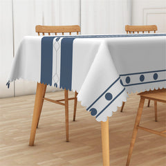 Lofaris Trendy Blue White Mediate Line Rectangle Tablecloth