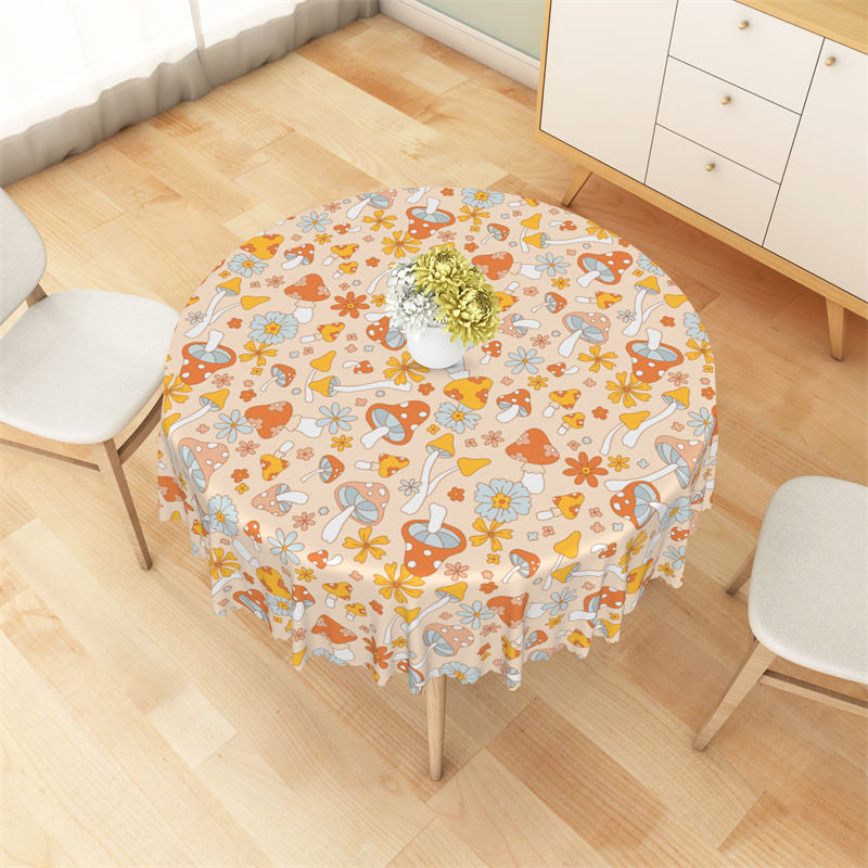 Lofaris Trendy Flowers Agaric Patterns Round Tablecloth