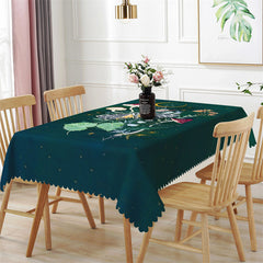 Lofaris Trendy Greenery Butterfly Agaric Painting Tablecloth