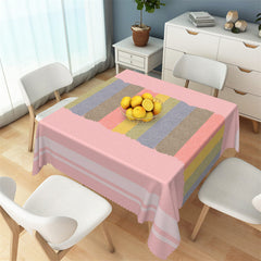 Lofaris Trendy Pink Colorful Horizontal Stripes Tablecloth