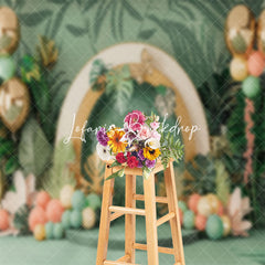 Lofaris Tribal Forest Plants Balloons Cake Smash Backdrop