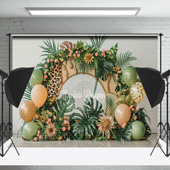 Lofaris Tribal Monstera Balloons Leopard Cake Smash Backdrop