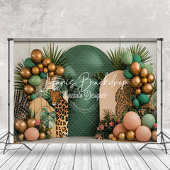 Lofaris Tribal Plant Leopard Balloons Cake Smash Backdrop