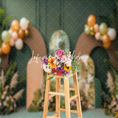 Lofaris Tribal Plants Balloons Floral Cake Smash Backdrop