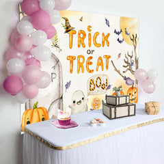 Lofaris Trick Or Treat Little Boo Pumpkin Halloween Backdrop