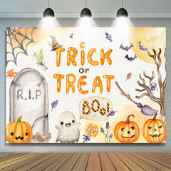 Lofaris Trick Or Treat Little Boo Pumpkin Halloween Backdrop