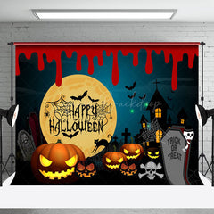 Lofaris Trick Or Treat Pumpkins Cemetery Halloween Backdrop