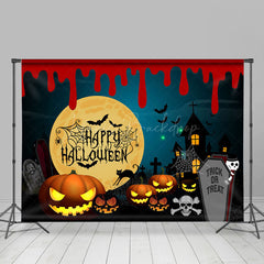 Lofaris Trick Or Treat Pumpkins Cemetery Halloween Backdrop