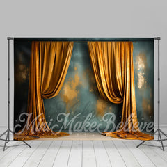 Lofaris Trim Moulding Gold Blue Curtains Fine Art Backdrop