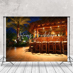 Lofaris Tropical Bar Beach Summer Night Scenery Backdrop