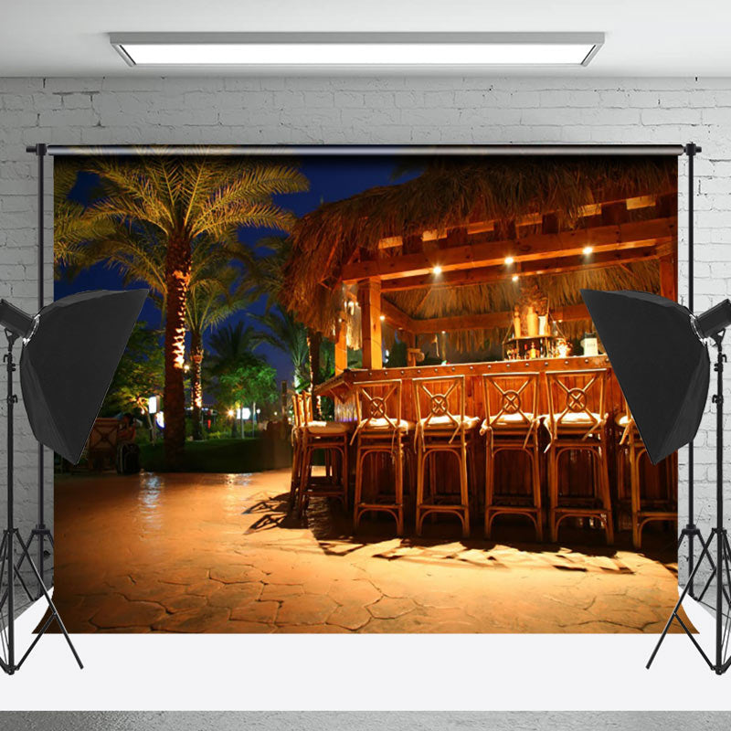 Lofaris Tropical Bar Beach Summer Night Scenery Backdrop