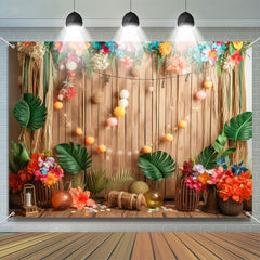 Lofaris Tropical Floral Board Birthday Cake Smash Backdrop