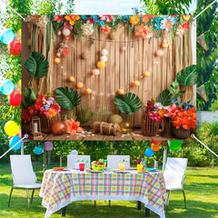 Lofaris Tropical Floral Board Birthday Cake Smash Backdrop