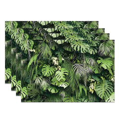 Lofaris Tropical Green Fresh Leaf Dining Set Of 4 Placemats