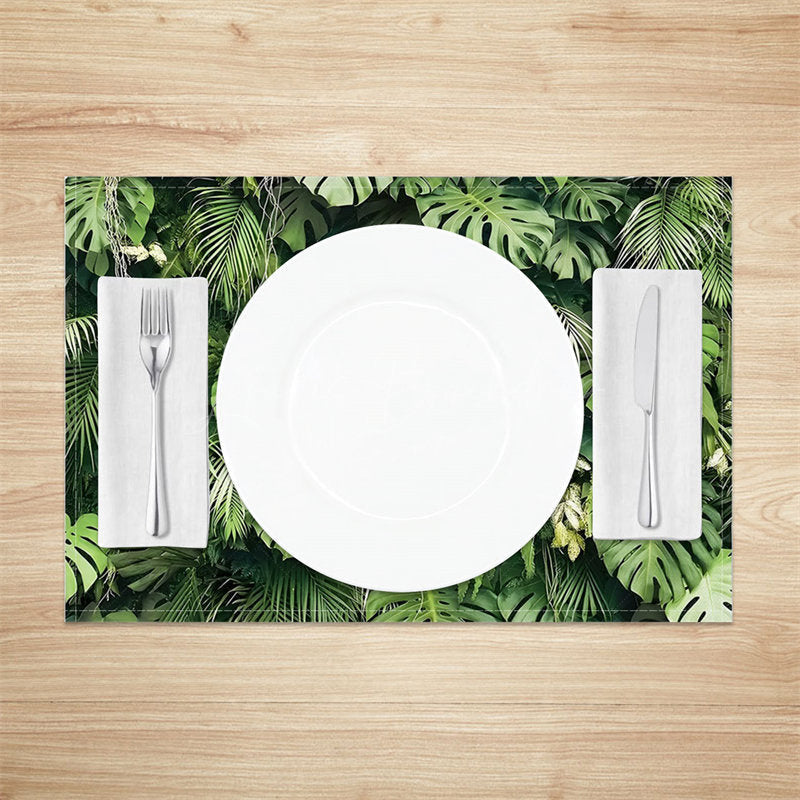 Lofaris Tropical Green Fresh Leaf Dining Set Of 4 Placemats