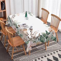 Lofaris Tropical Leaves Floral White Kitchen Decor Tablecloth