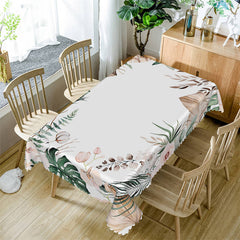 Lofaris Tropical Leaves Floral White Kitchen Decor Tablecloth