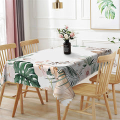 Lofaris Tropical Leaves Floral White Kitchen Decor Tablecloth