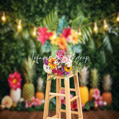 Lofaris Tropical Leaves Flowers Fruits Summer Photo Backdrop