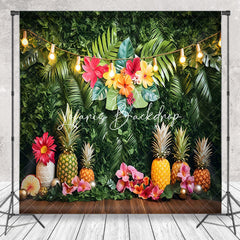 Lofaris Tropical Leaves Flowers Fruits Summer Photo Backdrop