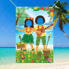 Lofaris Tropical Luau Face in Hole Backdrop for Kids Party Photos