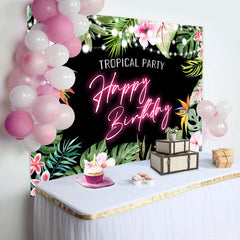 Lofaris Tropical Party Monstera Floral Birthday Backdrop