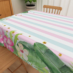 Lofaris Tropical Plant Leaves Floral Blue Pink Tablecloth