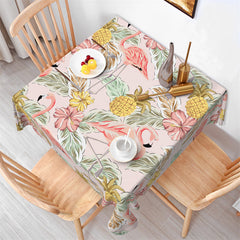 Lofaris Tropical PlantS Flamingo Pink Square Tablecloth