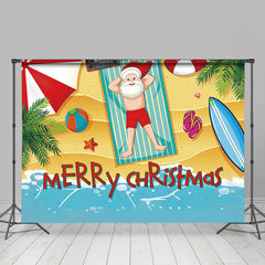 Lofaris Tropical Summer Beach Christmas In July Backdrop