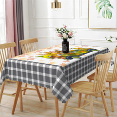 Lofaris Truck Dwarf Maple Leaves Plaid Christmas Tablecloth